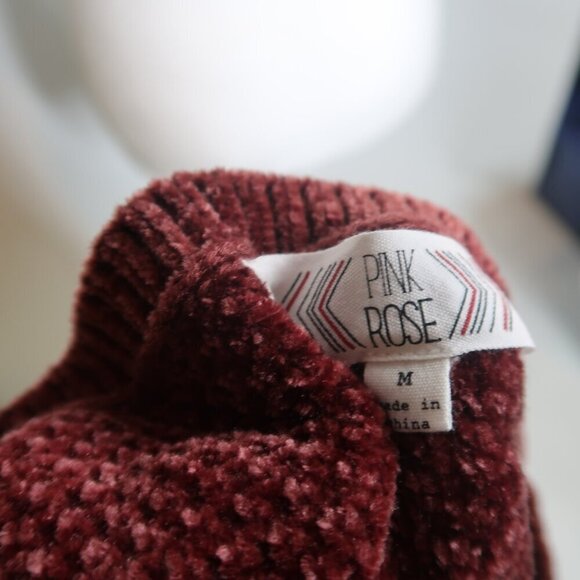 Pink Rose Women's Maroon Colored Sweater Size Medium - Picture 2 of 6